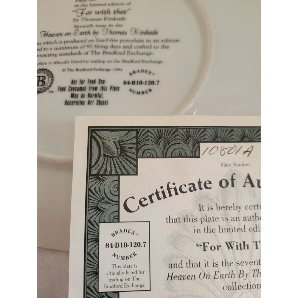 Thomas Kinkade Collector Plate Bradford Exch. For With‎ Thee Heaven 8in Cottage - Picture 3 of 11